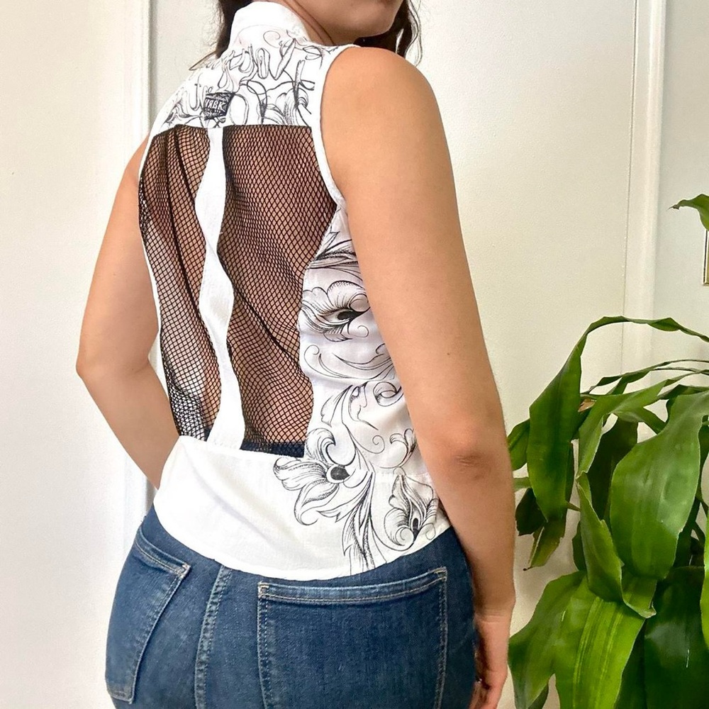 💙Vintage Y2K White Mesh Tank Size Small